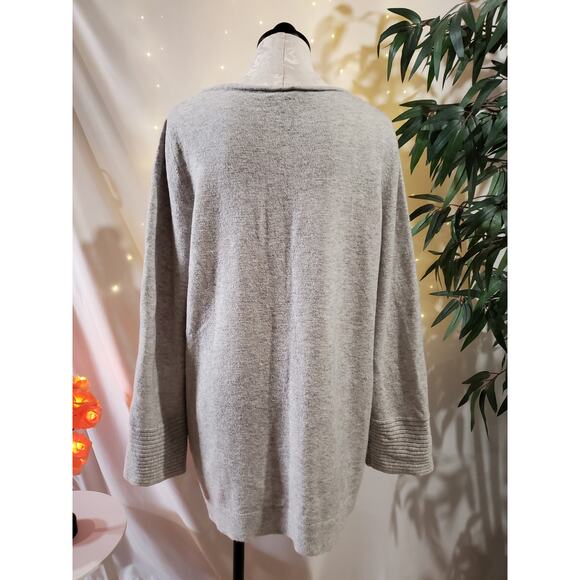 Ann Taylor Wool Alpaca Knit Gray Tunic Sweater Womens Size XL Bell Sleeve Ribbed - Picture 3 of 8
